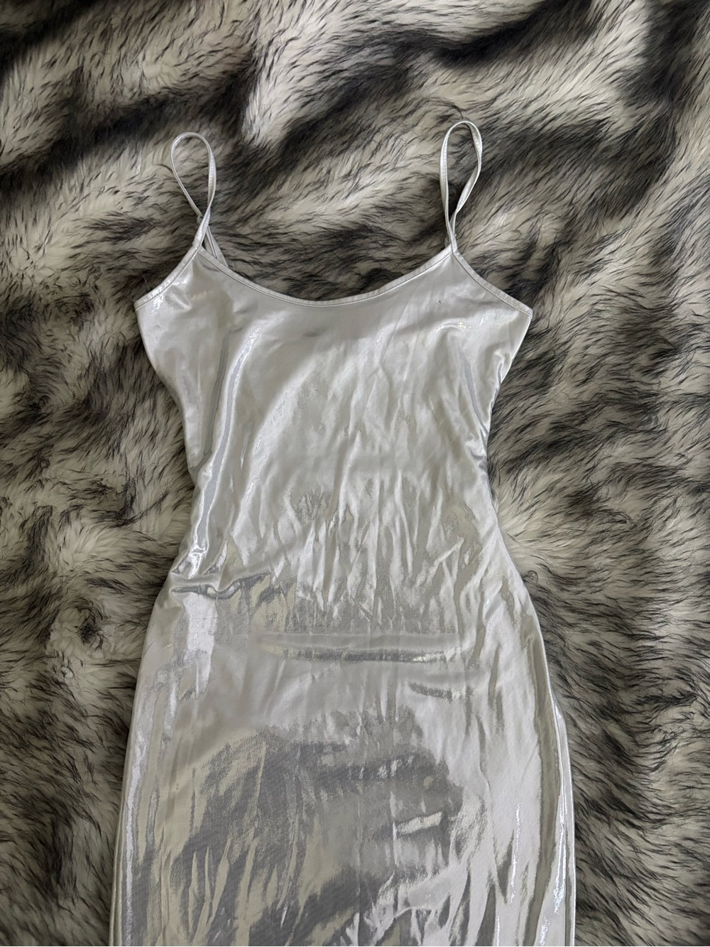 Pamela Silver Metallic bodycon maxi Dress